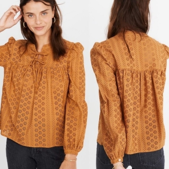 Madewell Tops - Madewell Eyelet Double Tie Top